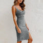 💎 50% OFF! 💎 Women's U-Neck Denim Bodycon Cami Dress – Adjustable Straps, Thigh-High Slit & Stretch Fit 🌞👖
