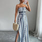 🌀 LIMITED-TIME 50% OFF! 💥 Geometric Jumpsuit with Halter Neckline & Side Slit – Unique Print, Elegant Fit, Versatile Style ✨