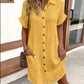 💎 60% OFF! 💎 Women's Buttoned Short Sleeve Pocket Shirt Dress – Cotton Blend, Relaxed Fit & Everyday Versatility (M–2XL) 👗🌿