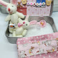 💎 50% OFF! 💎 Bunny Mummy & Baby Plush Pocket Tin – Handmade Easter Collectible with Cozy Blanket (Pink/Blue Ears) 🐇🎁