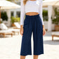🍃 LIMITED-TIME 50% OFF! ✨ Women's Linen Smocked Capri Pants – Wide Leg, Breezy, High-Waist 🌾