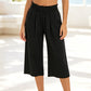 🍃 LIMITED-TIME 50% OFF! ✨ Women's Linen Smocked Capri Pants – Wide Leg, Breezy, High-Waist 🌾