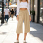 🍃 LIMITED-TIME 50% OFF! ✨ Women's Linen Smocked Capri Pants – Wide Leg, Breezy, High-Waist 🌾