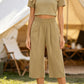🍃 LIMITED-TIME 50% OFF! ✨ Women's Linen Smocked Capri Pants – Wide Leg, Breezy, High-Waist 🌾