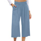 🍃 LIMITED-TIME 50% OFF! ✨ Women's Linen Smocked Capri Pants – Wide Leg, Breezy, High-Waist 🌾