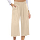 🍃 LIMITED-TIME 50% OFF! ✨ Women's Linen Smocked Capri Pants – Wide Leg, Breezy, High-Waist 🌾