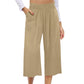 🍃 LIMITED-TIME 50% OFF! ✨ Women's Linen Smocked Capri Pants – Wide Leg, Breezy, High-Waist 🌾