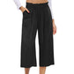 🍃 LIMITED-TIME 50% OFF! ✨ Women's Linen Smocked Capri Pants – Wide Leg, Breezy, High-Waist 🌾