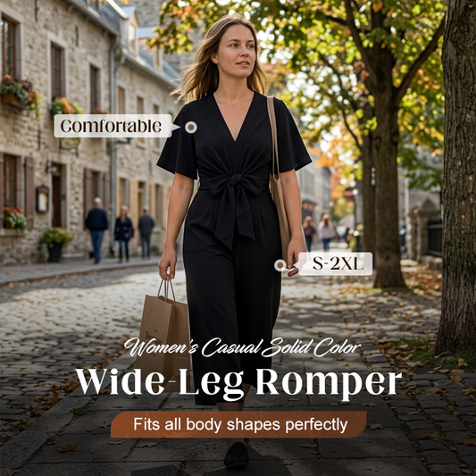 👖 LIMITED-TIME 50% OFF! 💃 Women's Elegant V-Neck Wide Leg Waist Tie Jumpsuit – Flattering Silhouette, Versatile, All-Day Comfort 🌸