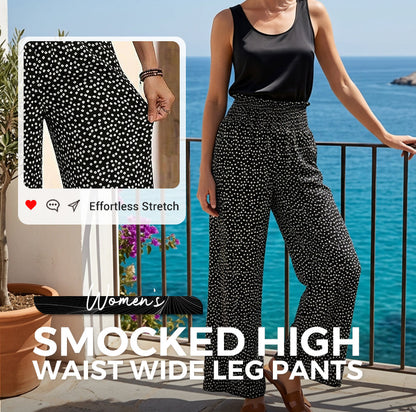 👖 LIMITED-TIME 50% OFF! 💥 Women's Smocked High Waist Wide Leg Pants – Flowy, Comfy, Boho Chic