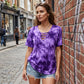 👕 LIMITED-TIME 50% OFF! ✨ Women's Tie-Dye T-Shirt – Lace-Up V-Neck, 4 Colors, S-5XL 🍀