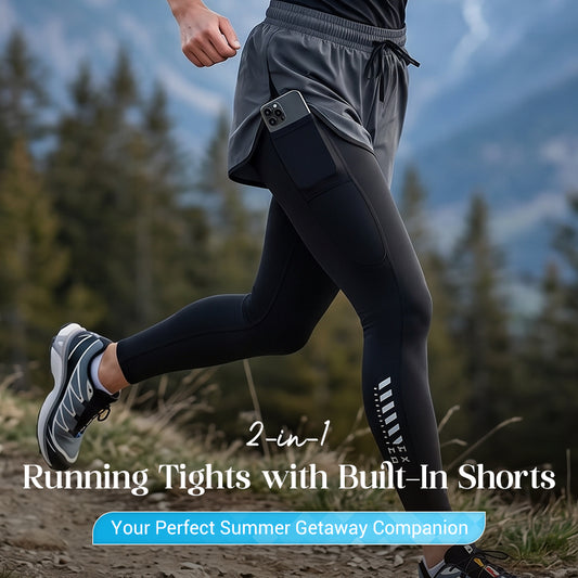 🏃‍♂️ LIMITED-TIME 50% OFF! ✨ Men's 2-in-1 Running Tights with Shorts – Compression, Quick-Dry ✨