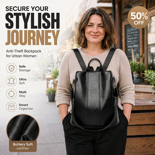 🎒 LIMITED-TIME 50% OFF! ✨ Ladies' Large Capacity Backpack – Stylish, PU Leather, User-Friendly 👜