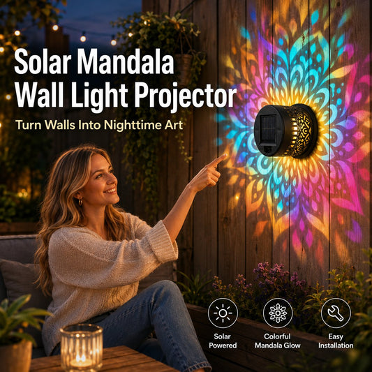 🌙 2026 Sale — Over 49,000 Sold!🔥 Solar Mandala Wall Light – Dreamy Night Projection ✨