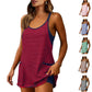 🎉 2026 Sale — Over 17,000 Sold! 💞 Striped Tankini Dress with Pockets, High Waist Conservative Swimwear