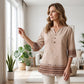 👔 LIMITED-TIME 50% OFF! ✨ Women's Casual Top – V-Neck, Button-Front, Patterned Trim, Soft 🍂