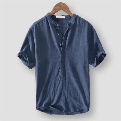 👔 LIMITED-TIME 50% OFF! ✨ Men's Linen Short Sleeve Shirt – Casual, Stand Collar, 5 Sizes 🏖️