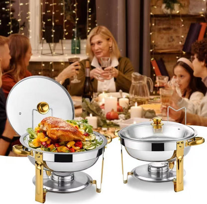 🍽️ LIMITED-TIME 50% OFF! ✨ Stainless Steel Chafing Dish Set – 5QT, Gold, Professional Buffet Warmer ⭐