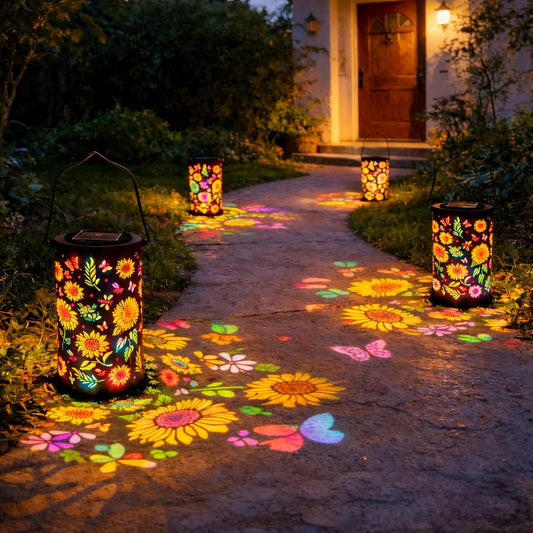 💎 -40% ON SUNFLOWER SOLAR LANTERN! 💎 Colorful Patterns, IP55 Waterproof & Warm Glow for Garden