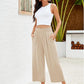 🍃 LIMITED-TIME 50% OFF! ✨ Women's Linen Smocked Capri Pants – Wide Leg, Breezy, High-Waist 🌾