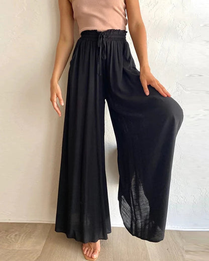 👖 LIMITED-TIME 50% OFF! ✨ Wide-Leg High-Waisted Pants – Cotton Blend, Loose Fit, Drawstring 🌿