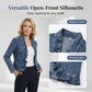 🧥 LIMITED-TIME 50% OFF! ✨ Women's Denim Jacket – Open-Front, Ruffle Trim, Lightweight, Classic Wash ✨