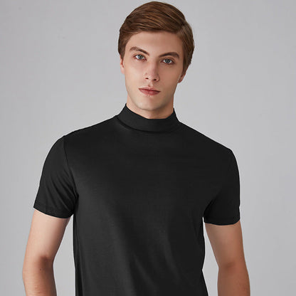 💎 50% OFF! 💎 Men's High Neck Slim Fit T-Shirt – Breathable, Figure-Flattering & Available in 5 Classic Colors