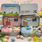 💎 50% OFF! 💎 Bunny Mummy & Baby Plush Pocket Tin – Handmade Easter Collectible with Cozy Blanket (Pink/Blue Ears) 🐇🎁