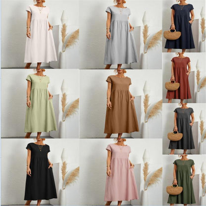 👒 LIMITED-TIME 50% OFF! ✨ Cotton Linen Pocket Dress – Loose, Breathable, Chic ✨