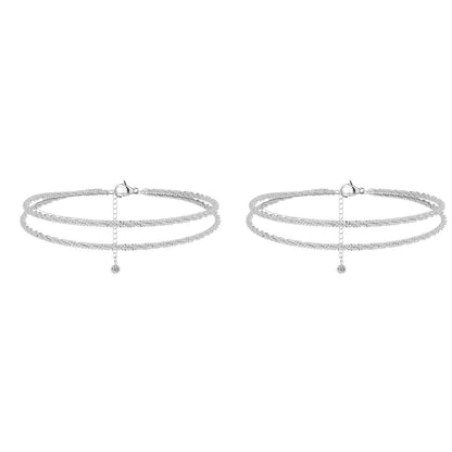 💜 BUY 1 GET 1 FREE 💜 Dainty Layered Waterproof Anklet – Adjustable Silver Chain, Hypoallergenic & Perfect for Summer 🌊