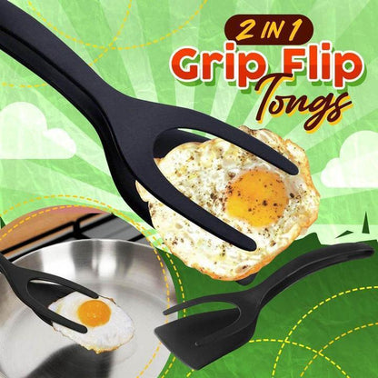 🥘 LIMITED-TIME 50% OFF! 🍳 2-in-1 Grip Flip Tongs with Silicone Tips – Non-Scratch, Non-Stick, Heat-Resistant ✨