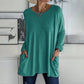 🎉 2026 Sale — Over 34,000 Sold! 💞 Women's Round Neck Long Sleeve Loose Pocket T-Shirt