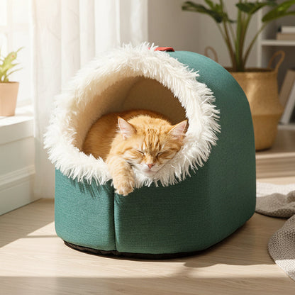 🎁 50%OFF! 💥🐾 Winter Warm Pet Cave Bed – Cozy Den for Cats & Small Dogs ❄️❤️