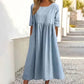 💎 60% OFF! 💎 Women's Casual Cotton-Linen Dress – Crew Neck, Pockets & Smocked Waist | Lightweight, Breathable & Effortlessly Chic 🌿👗