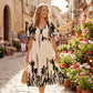 💎 -50% ON BOTANICAL MIDI DRESS! 💎 Elegant V-Neck, A-Line Silhouette & Chic Flutter Sleeves for Timeless Style 👗🌿