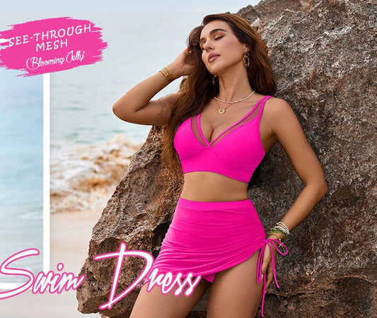 🏖️ TIME-LIMITED: 50% OFF! High Waisted Swim Skirt Bikini Set – Tummy Control, Mesh Accents & Adjustable Drawstring ✨🌊