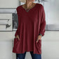 🎉 2026 Sale — Over 34,000 Sold! 💞 Women's Round Neck Long Sleeve Loose Pocket T-Shirt