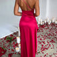 👗 LIMITED-TIME 50% OFF! ✨ Satin Maxi Dress – One Shoulder, Side Slit, Luxurious, Draped 🍷