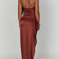 👗 LIMITED-TIME 50% OFF! ✨ Satin Maxi Dress – One Shoulder, Side Slit, Luxurious, Draped 🍷