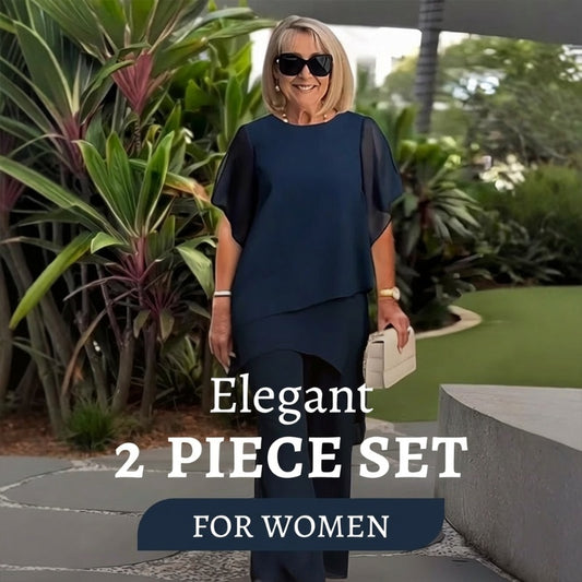 💎 60% OFF! 💎 Charming Irregular Top & Wide Leg Pants Set – Asymmetrical Hem, Flowy Double Layer & All-Day Elegance 👗✨