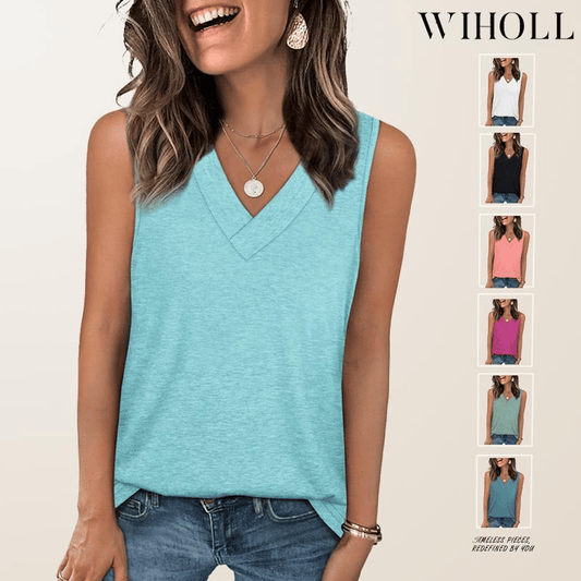 👕 LIMITED-TIME 50% OFF! ✨ Women's Sleeveless V-Neck Tank – Loose Fit, Slimming, Chic ✨