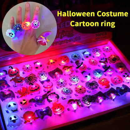 🎁 Anillo Iluminado LED de Halloween 😍 - Juego con 50 piezas