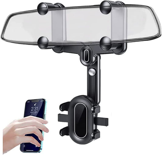 🎉 2026 Sale — Over 74,000 Sold! 📱 Rotatable Retractable Car Phone Holder – 360° Rearview Mirror Mount 🚗