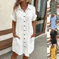 💎 60% OFF! 💎 Women's Buttoned Short Sleeve Pocket Shirt Dress – Cotton Blend, Relaxed Fit & Everyday Versatility (M–2XL) 👗🌿