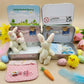 💎 50% OFF! 💎 Bunny Mummy & Baby Plush Pocket Tin – Handmade Easter Collectible with Cozy Blanket (Pink/Blue Ears) 🐇🎁