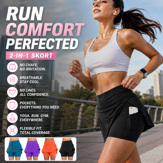 👚 LIMITED-TIME 50% OFF! ✨ Anti-Chafing Active Skort – Breathable, Side Pockets, Opaque Lining 🏃‍♀️
