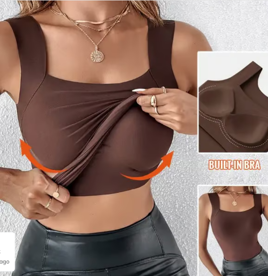 📢📢50% off! Women’s U-Neck Thermal Tank with Built-In Bra – Warm, Supportive & Braless Comfort ❄️❤️