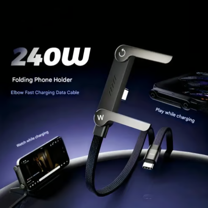 ⚡Cavo di ricarica invisibile 2 in 1 – Cavo di ricarica rapida da 240 W con supporto per telefono integrato