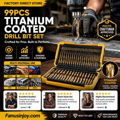🪛 2026 Sale — Over 29,000 Sold! ⚙️ 99-Piece Titanium Coated HSS Drill Bit Set 1.5–10mm