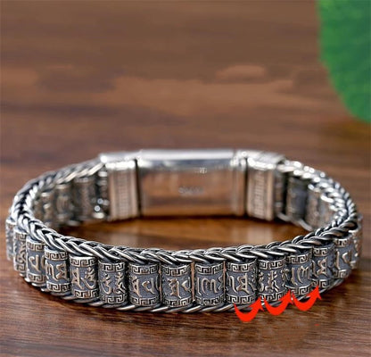 💎 50% OFF! 💎 Six Character Truth Prayer Wheel Bracelet – Tibetan-Inspired, 925 Silver Plated & Symbol of Luck